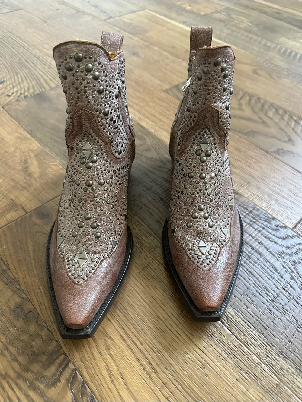 Old Gringo Ariel Dion Studded Western Ankle Boots Brown Leather Size 7 - Picture 2 of 14